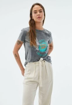 With Skull Print - T-Shirt Imprimé - Grey