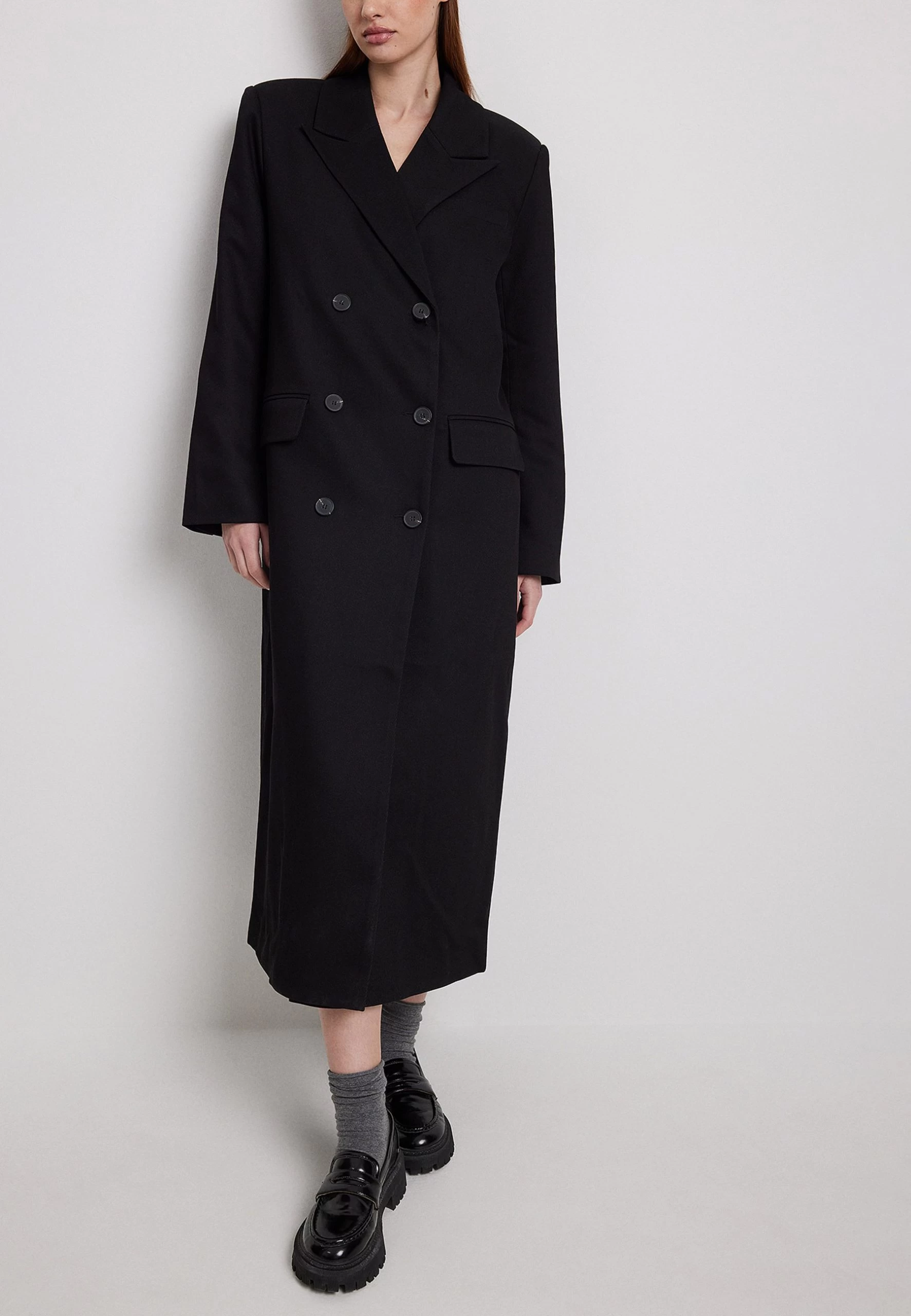 NA-KD Double Breasted Classic Coat - Manteau Classique - Black – Image 2