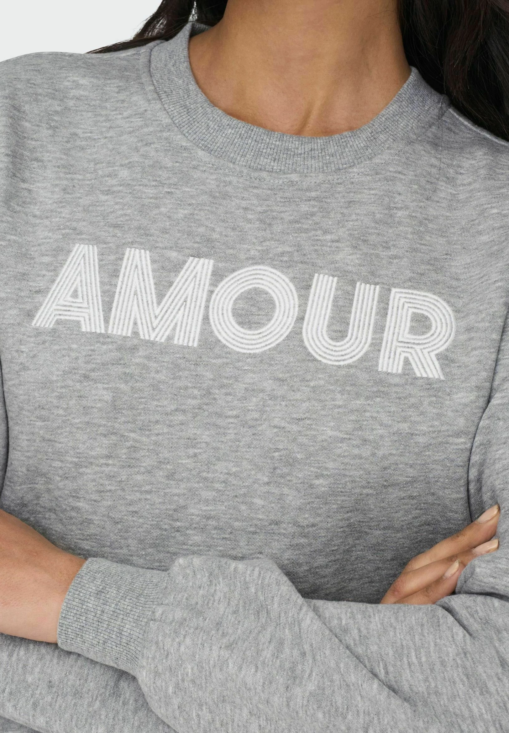 ONLY Besticktes - Sweatshirt - Light Grey Melange – Image 4
