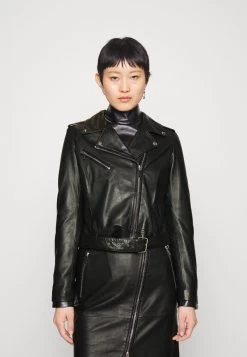 Jana Embossed Jacket - Veste En Cuir - Black