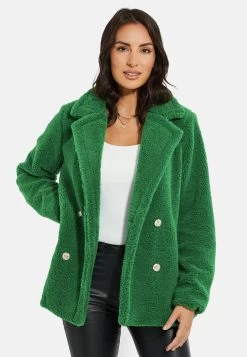 Threadbare Kermie Boucle Double Breasted - Manteau Court - Green