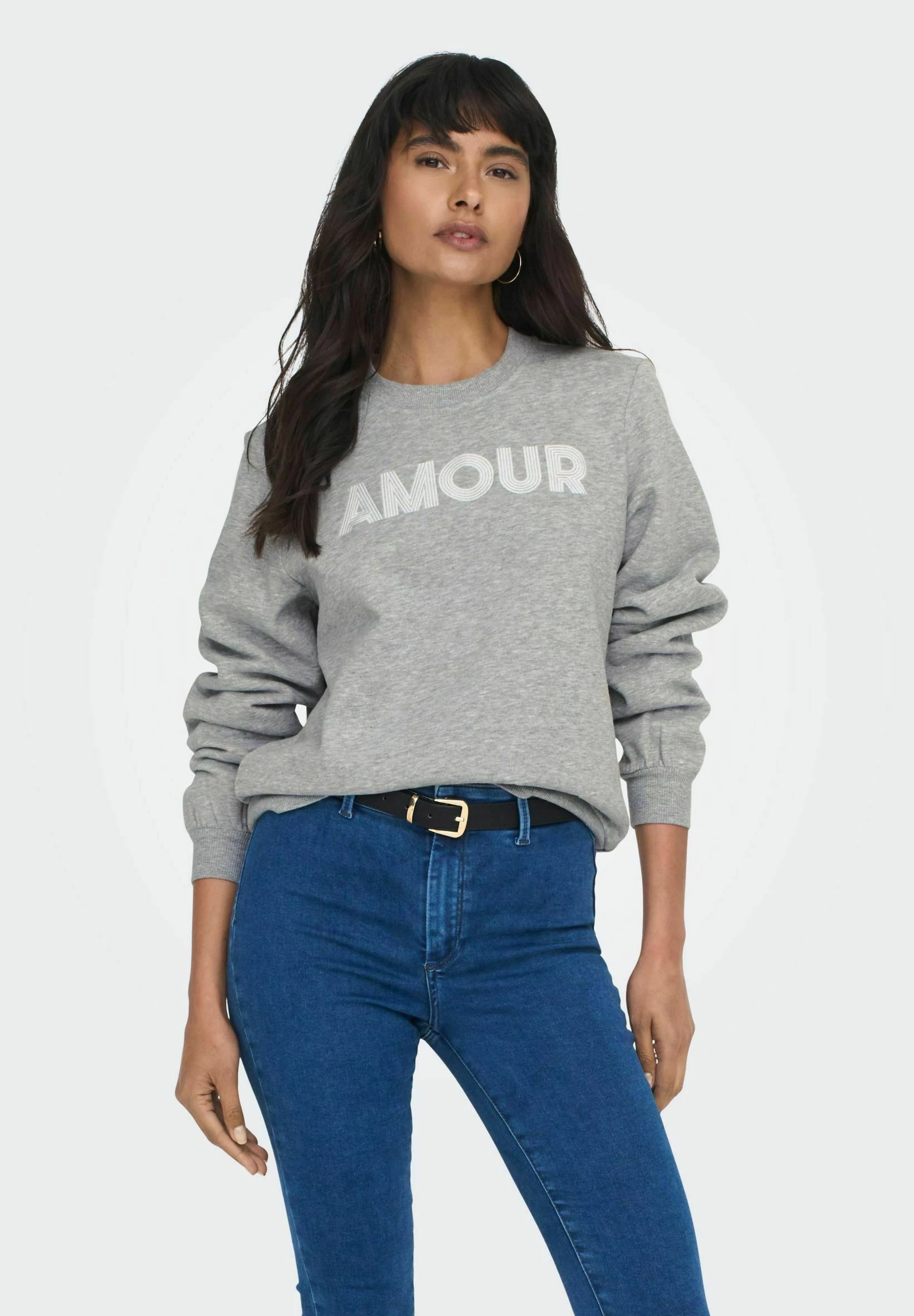 ONLY Besticktes - Sweatshirt - Light Grey Melange