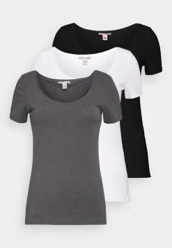3 Pack - T-Shirt Basique - White/Black/Dark Grey