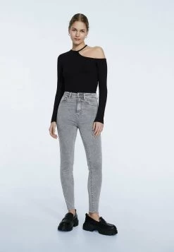 Stradivarius Superhohem Bund In Farben - Jeans Skinny - Dark Grey