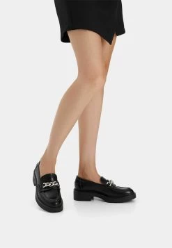 BERSHKA With Metallic Detail - Mocassins - Black