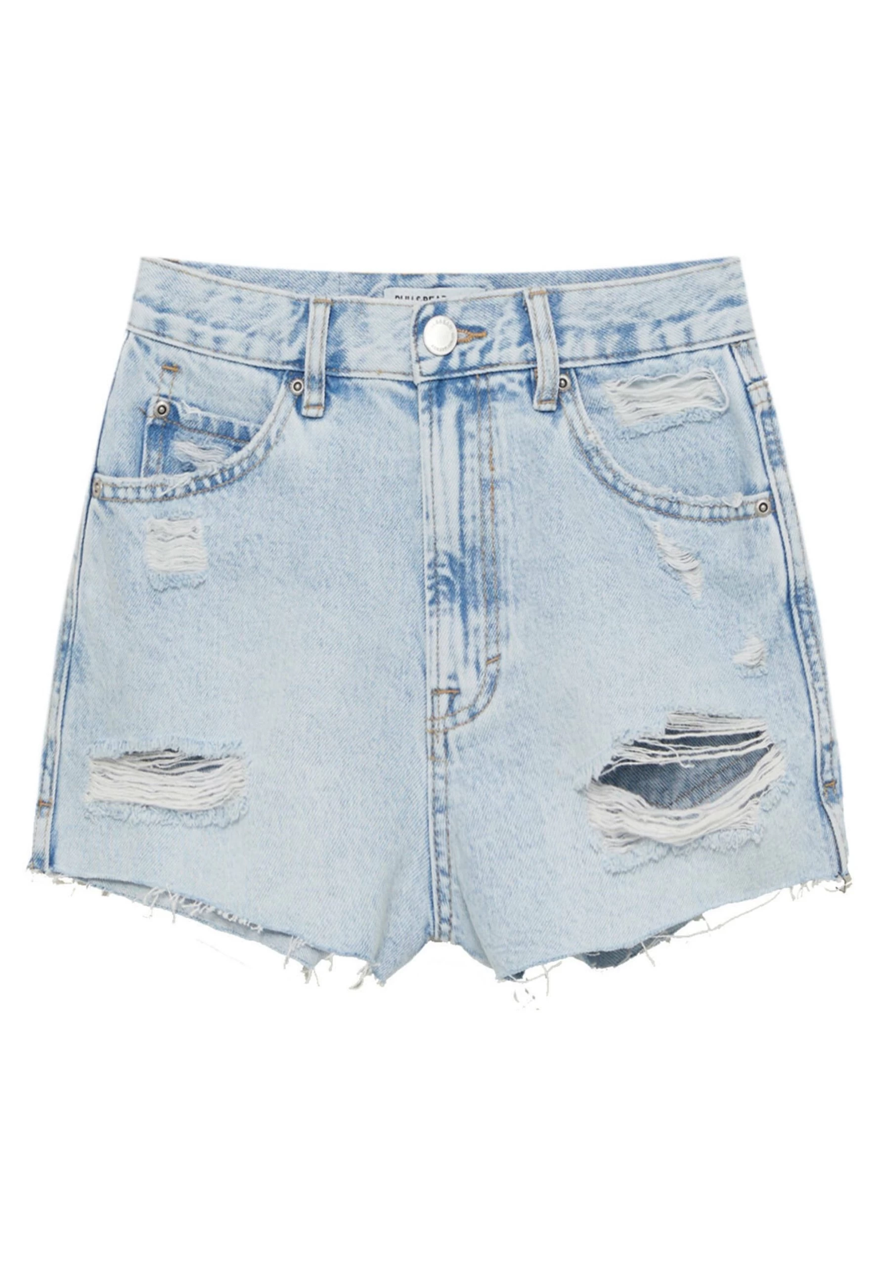 PULL & BEAR Mom-Fit - Short En Jean - Stone Blue Denim – Image 5