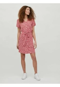 Vila Kurzärmeliges - Robe Chemise - Mars Red 1