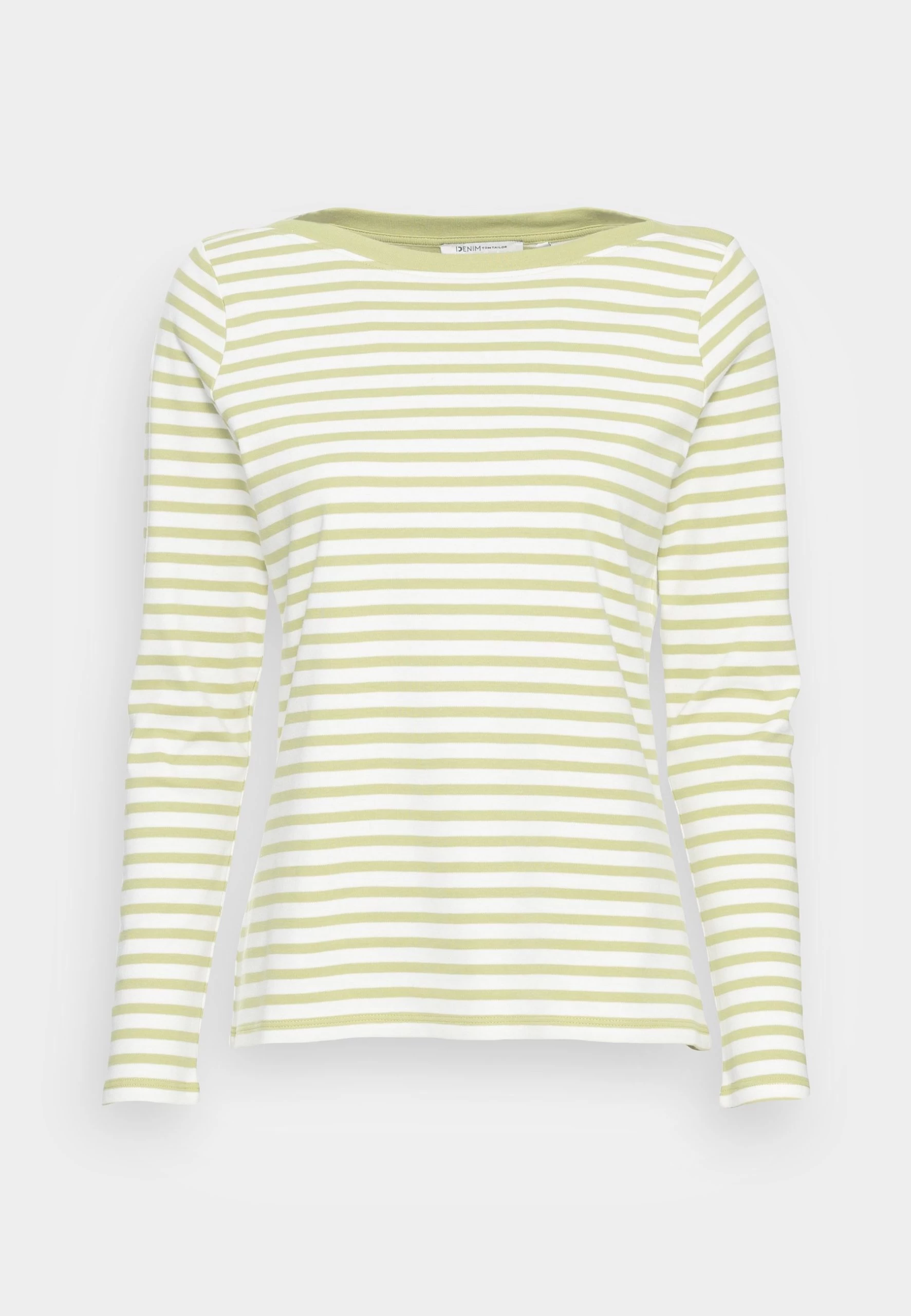 TOM TAILOR Denim Contrast Neck - T-Shirt À Manches Longues - Green White – Image 4