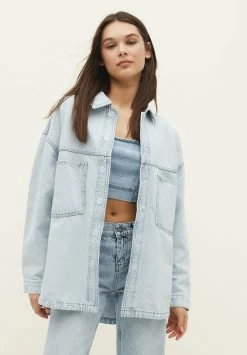 Stradivarius Oversize - Veste En Jean - Light Blue Denim