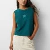 PULL & BEAR Sleeveless Rustic With Embroidery - Débardeur - Green