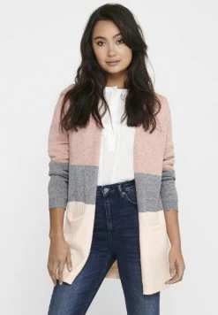 ONLY Onlqueen Long - Gilet - Misty Rose/Mottled Grey Melange/Cloud Pink Melange