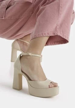 BERSHKA With Ankle Strap - Sandales À Plateforme - Beige