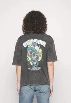 YOURTURN Skull Graphic Tee Unisex - T-Shirt Imprimé - Mottled Black